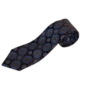 Robert Talbott Best of Class Nordstrom Silk Tie Brown Blue Medallion Geometric